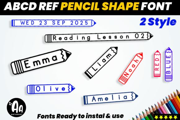 Bring Classroom Charm with Pencil Shape Font Pack